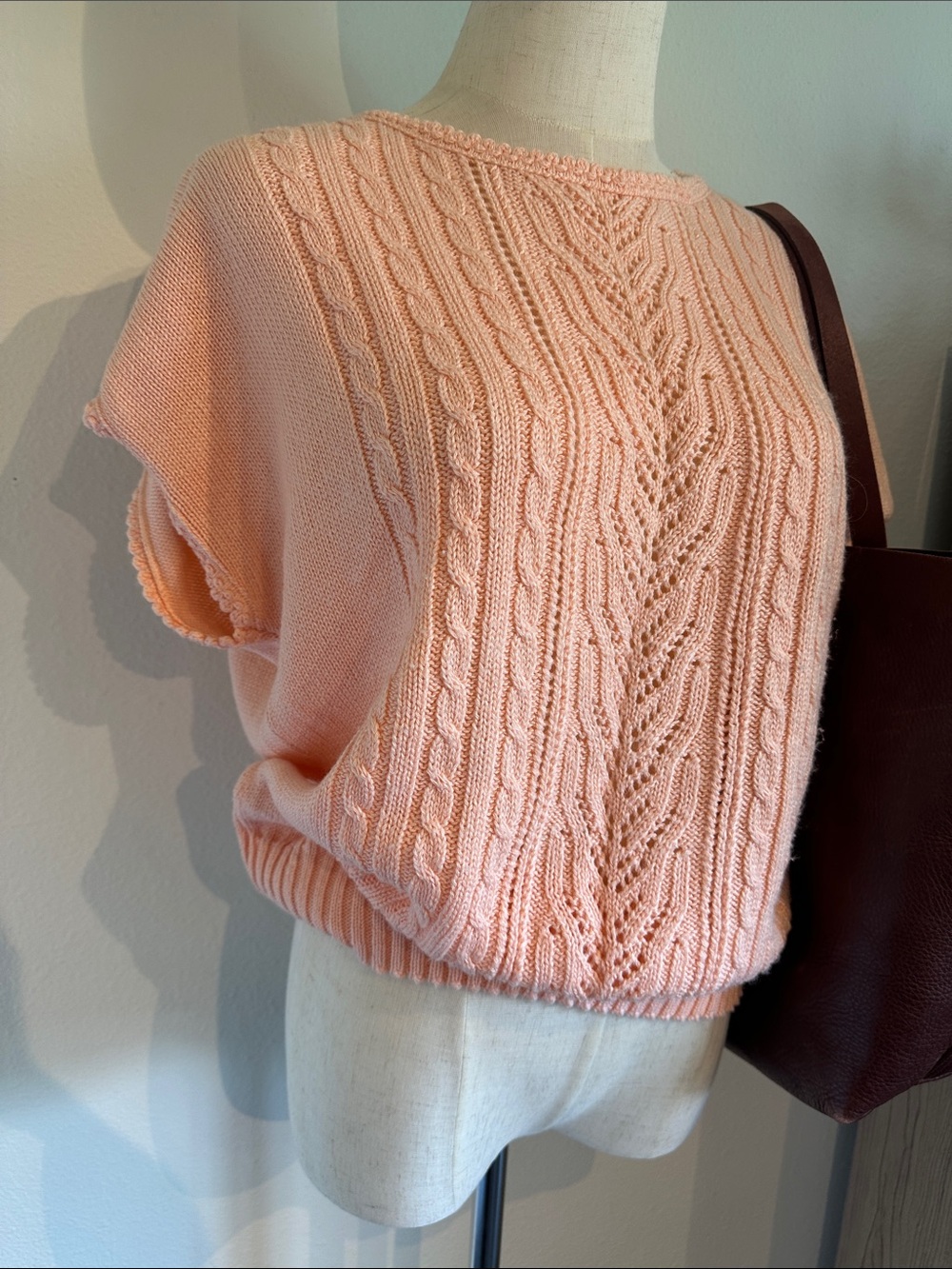 Women's Peach Knit Short-Sleeve Sweater